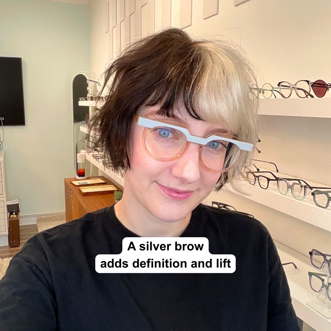 Silver brow frame that adds definition and lift