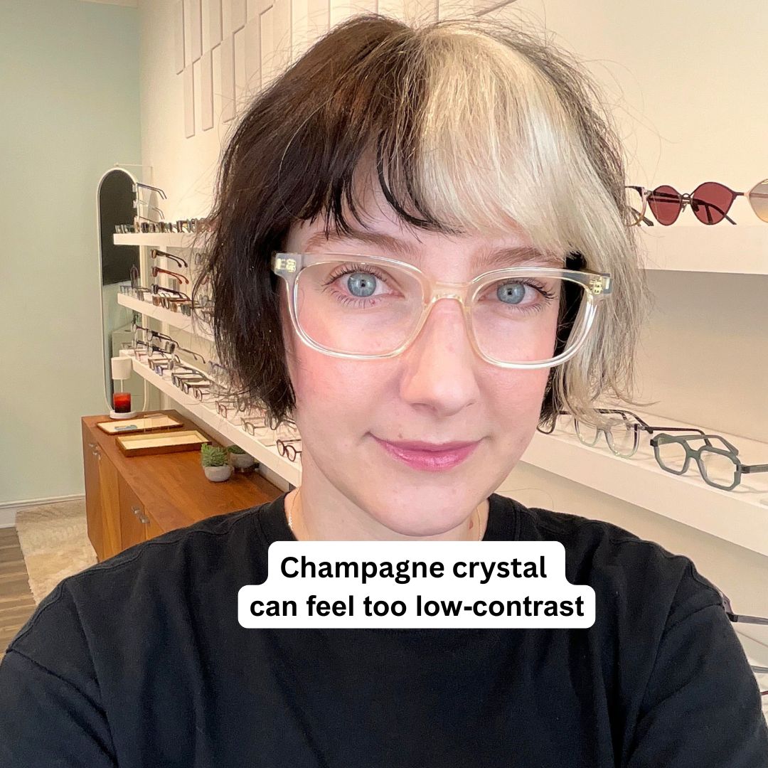 Champagne crystal frame that feels too low-contrast